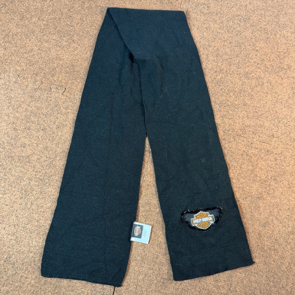 Harley-Davidson Scarf Black Knit Bar & Shield Logo Biker Winter 87037 Kids 4-7